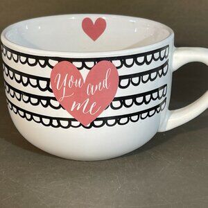 Clay Art "You and Me" Heart Design Oversized Soup Bowl, Coffee Mug (1163)